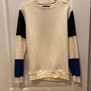 Stylish Cream and Blue Crewneck Sweater
